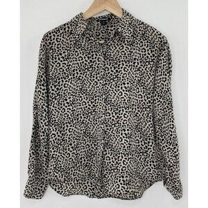 Express Women’s Button Front Cheetah Print Dolman Sleeve Blouse Size XS Boho Ofc